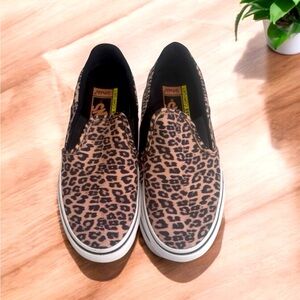VANS Asher Deluxe Slip On Shoes Ortholite Cheetah Leopard Print Women's Sz 7